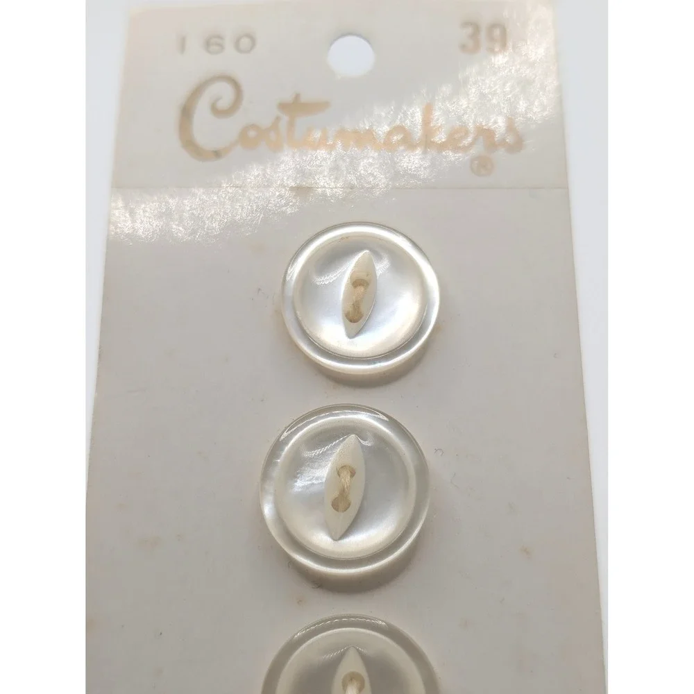 Vintage Costumakers Buttons Style 160 White 5/8 Inch 5 Count Made in Japan NOS